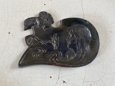 Époque ART NOUVEAU  Femme et Fleurs /Cendrier - Vide poches  en Cuivre patiné