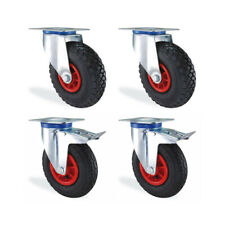 Lot roulettes pivotante et pivotante à frein gonflable diamètre 200mm charge ...