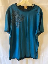 Affliction Men Original short sleeve shirt XL Reversible Blue 
