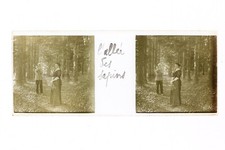 France Femme Mode Bois Photo Stereo Plaque de verre Th4L7n2 Vintage