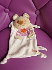  DOUDOU PLAT OURS SOURIS TIAMO COLLECTION BLANC ECRU BEIGE ROSE COEUR 
