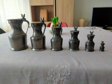 SERIE DE 6 PICHETS EN ETAIN DU