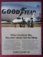 1/1982 PUB GATES LEARJET BUSINESS AIRCRAFT GOODYEAR BLIMP DIRIGEABLE AD