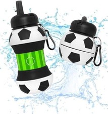 Gourde Bouteille Eau Sport Football Silicone Pliable Enfant Adulte