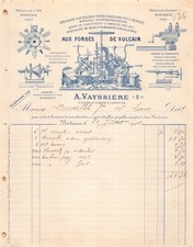 1910 Facture illustrée Aux Forges de Vulcain A. Vayssière – Bordeaux (Gironde)