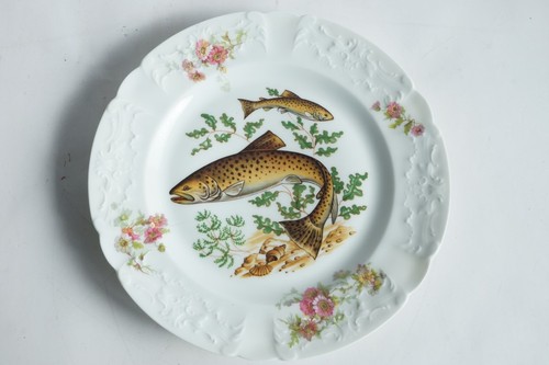 Assiette porcelaine poissons - assiette,