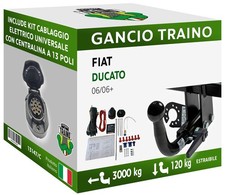 Attelage Démontable Horizontale pour Fiat DUCATO plateau-benne 06+ 13 câblage
