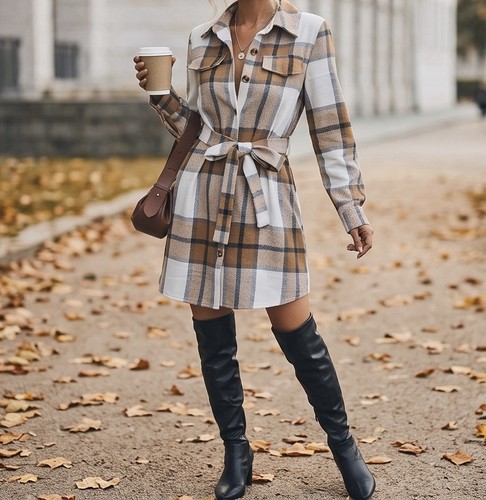 Robe chemise carreaux - robe, à
