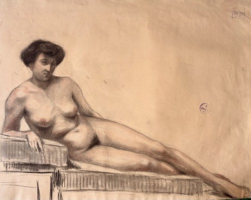 Dessin ancien fusain - fusain, et