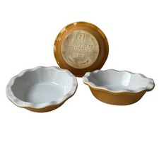 Lot de 3 plats à four individuels Émile Henry, céramique émaillée jaune 14 cm
