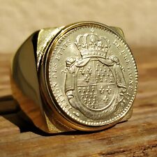 Bague Chevalière Carré Louis XVI en Acier Inoxydable Doré Or fin Fait Main