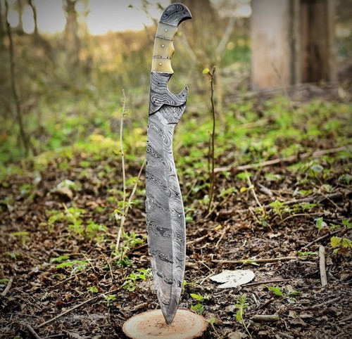 Damascus steel machete kukri - damascus,