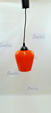SUSPENSION / LUSTRE / GLOBE VERRE OPALIN ORANGE VINTAGE 1970