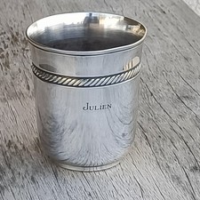 TIMBALE CHRISTOFLE MÉTAL ARGENTÉ GRAVÉE PRÉNOM JULIEN 