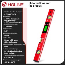 Règle d'échelle de niveau numérique degré avec écran LCD 50cm 
