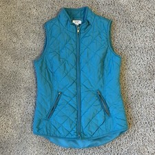 Crown & Ivy blue quilted vest; size XS