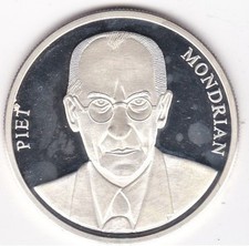 Pays Bas médaille en argent pur 999, Piet Mondrian 1994 Artiste peintre