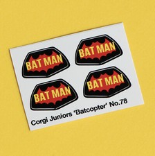 Corgi Junior 'Batcopter' No.78 Chauve-Souris Logo Autocollant Reproductions x4