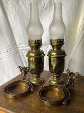 Duo de lampes à pétrole pour bateau, cuivre, fabrication espagnole - XIXe-XXe -