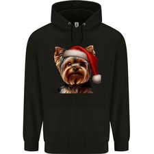 Hoodie Pour Homme En Coton 80% Yorkshire Terrier De Noël Xmas