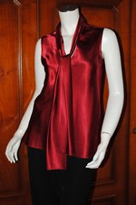 Haut,  femme, rouge,  Anne Klein, taille 38, élégant, col écharpe, façon satin.