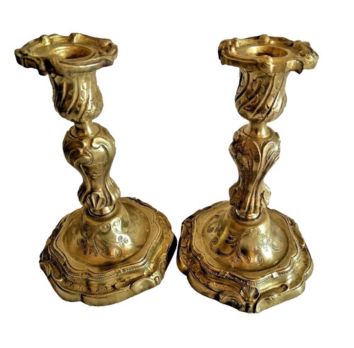 Paire bougeoirs bronze - paire,
