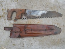 MILITARIA - authentique scie égoïne militaire française avec étui cuir 1940 WW2