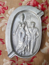 ANCIEN CENDRIER HUMORISTIQUE COQUIN, GRIVOIS, EN FONTE D' ALUMINIUM MOULÉE