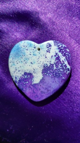 Pendentif coeur agate violet - pendentif,