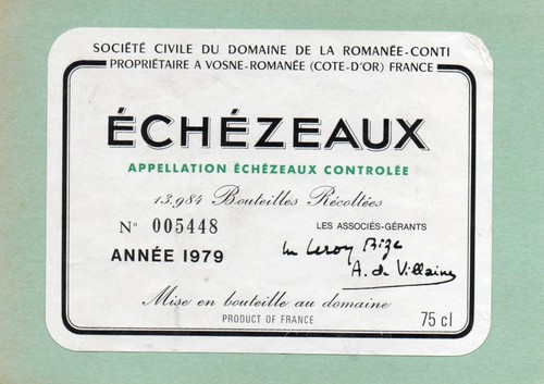 Etiquette echezeaux 1979 - etiquette,