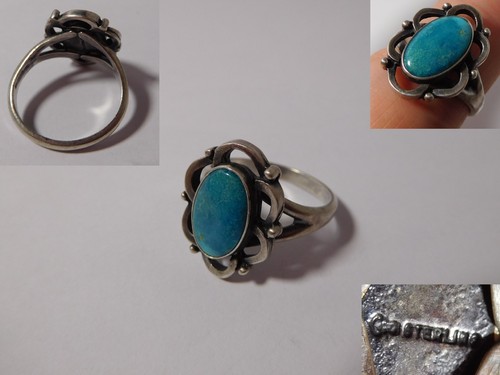 Bague cabochon pierre bleue - pierre,
