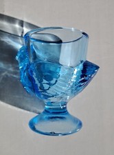 Coquetier vintage poule Luminarc Arques verre BLEU clair COBALT Made France