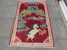 Vintage Traditionnel Main Fabriqué Oriental Gabbe Laine Rouge Tapis 162x106cm
