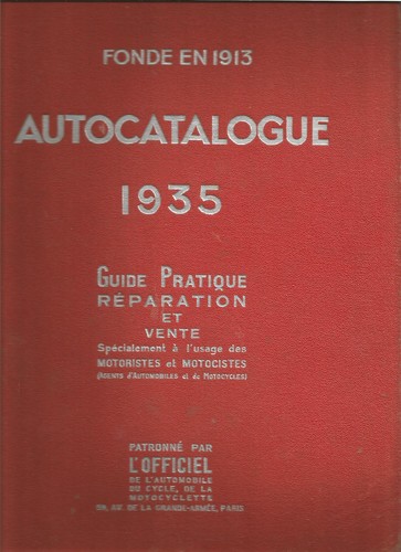 Rare manuel autocatalogue 1935 - autocatalogue,