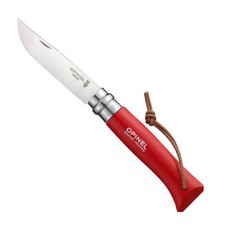 Couteau Baroudeur n°8 - lame 8.5 cm rouge avec lien en cuir inox 