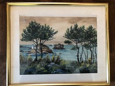 JOLIE PEINTURE SUR PAPIER   " BRETAGNE " signée R.BLOSSIER