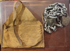 Menottes Chaine Cadenas XIX Siècle RARE Gendarmerie Militaria avec sacoche cuir