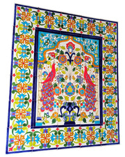 Grand Tableau De Carreaux Peints À La Main 75x90 Mosaïque Orientale