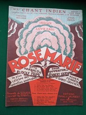 Années 20 Partition illustrée couleur Rose Marie Opérette Chant Indien Mogador
