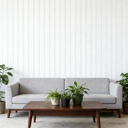 Papier peint lambris blanc - papier,