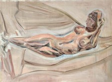 Joli Nu Féminin En Position Lassive Gouache Sur Toile  51CM ×70CM