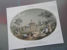 LITHOGRAPHIE 1850 LE CIMETIERE DE CLAMART  LE VIEUX PARIS