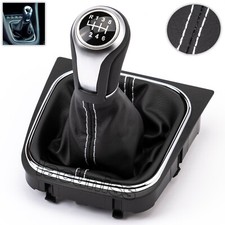 6 VITESSES CUIR POMMEAU LEVIER DE VITESSE BLANC SOUFFLET pour VW GOLF 5 V 6 VI