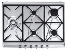 SMEG SRV575GH5 Table de Cuisson Inox La Gaz 70 CM 5 Feux Grilles Au Fonte
