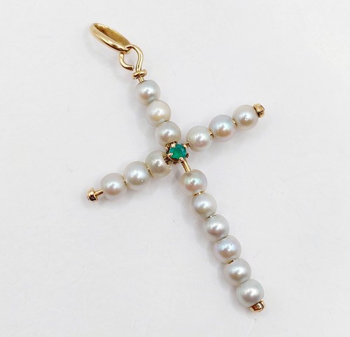 Pendentif croix vintage 18k - croix,