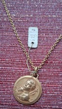 Collier Ancien Chaîne Et Médaille Religieux -Plaqué or- Neuf de stock