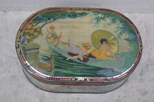 boite AU PLANTEUR DE CAIFFA - femmes élégantes Barque Paon Tôle Litho 1920'