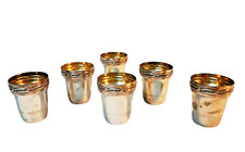 Ensemble de 6 petites Timbales à liqueur, anciennes, en métal argenté.