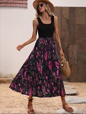 ROBE LONGUE NOIR ROSE FUSHIA HAUT EXTENSIBLE CONFORTABLE XL 38 40 42 44