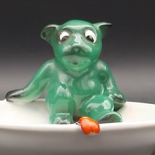 ATTRIBUÉ A SCHÄFER und VATER COUPELLE OURSON VERT INSECTE D10,5cm XX ALLEMAGNE